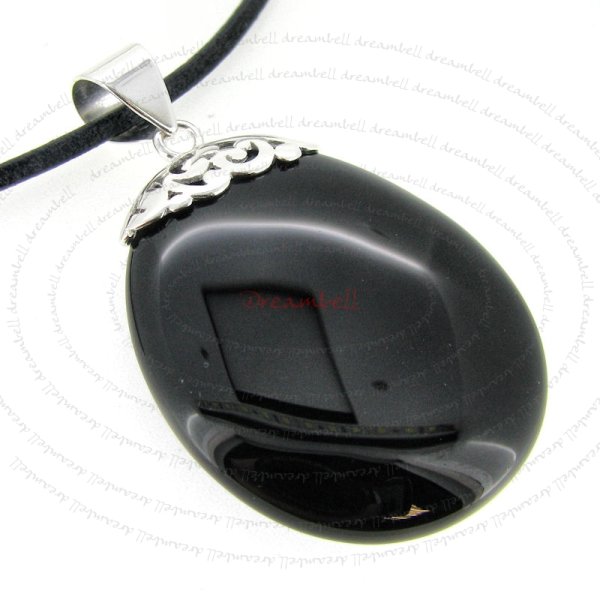 1x Sterling Silver Flower Oval Black Onyx Charm Pendant