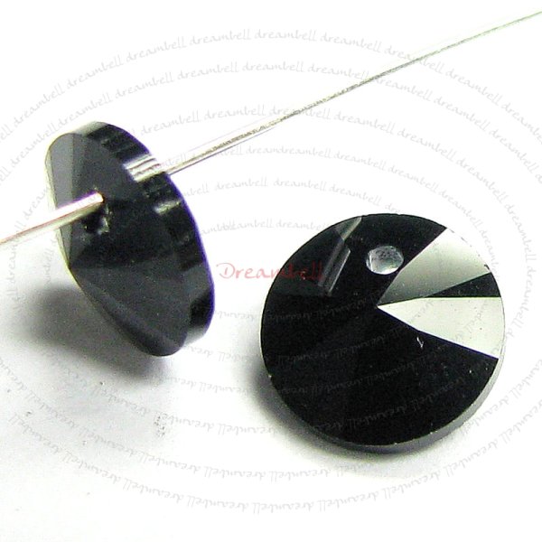 24x Swarovski Crystal 6428 Xilion Rivoli Pendant Charm Jet Black 6mm