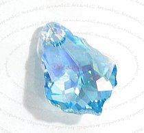 1x Swarovski Crystal 6090 Baroque Aquamarine AB Pendant 22mm