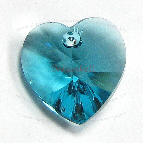 4x Swarovski Xilion Crystal 6228 Heart Charm Blue Zircon 10mm