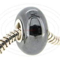 Sterling Silver Round Hematite Bead for European Charm Bracelets
