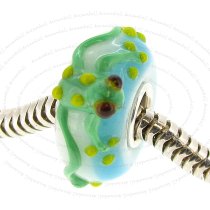 Sterling Silver Round Frog White Glass Bead for European Charm Bracelets