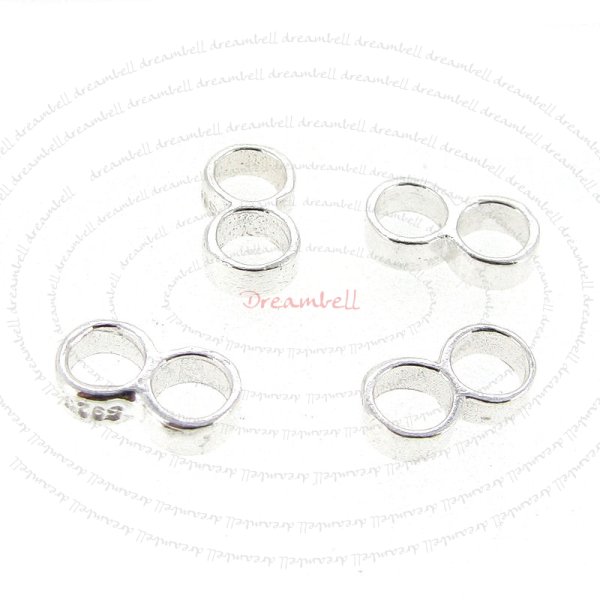 4x Sterling Silver 2 Strand Double Ring Connector Bead Spacer