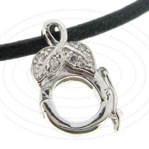 1x Rhodium Sterling Silver CZ Crystal Round Leaf Pendant CZ Interchangeable Bail Dangle Clasp