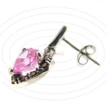 2x Sterling Silver Marcasite Love Heart Pink CZ Crystal Charm Dangle Stud Earring Post
