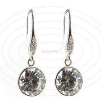 2x Rhodium Sterling Silver Clear CZ Crystal Charm Dangle French Hook Earwire Earring