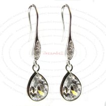 2x Sterling Silver Clear CZ Crystal Teardrop Charm Dangle French Hook Earwire Earring