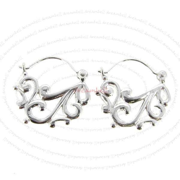 2x Sterling Silver Flower Filigree Chandelier Earring Earwire Ear Wire