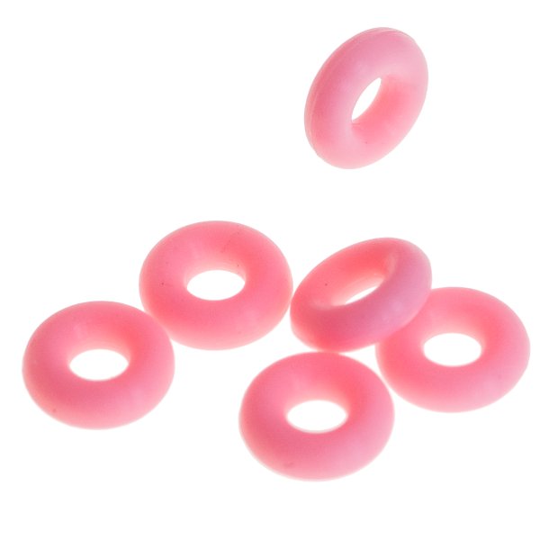 10x Pink Round Rubber Stopper Spacer Bead for Silver European Charm Bracelets / Clips