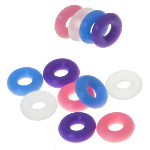 20x White Pink Blue Purple Round Rubber Stopper Spacer Bead for Silver European Charm Bracelets / Clips
