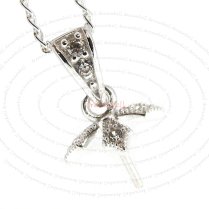 1x Sterling Silver CZ Bail Pin with 3mm Cup Pearl Pendant Connector