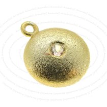 2x 14k Real Gold Silver Round CZ Dangle Charm Pendant 7mm