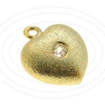 2x 14k Real Gold Silver Heart CZ Dangle Charm Pendant 7mm