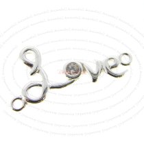 1x Sterling Silver Love CZ Dangle Charm Pendant / Link Connector 22.5mm