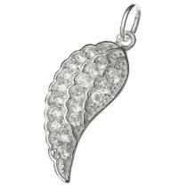 1x Sterling Silver Wing CZ Dangle Charm Pendant 26.5mm