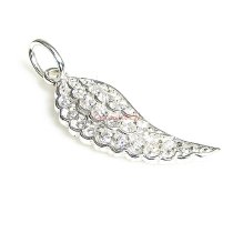 1x Sterling Silver Wing CZ Dangle Charm Pendant 26.5mm