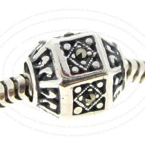 Sterling Silver Bali Flower Marcasite Bead for European Charm Bracelets