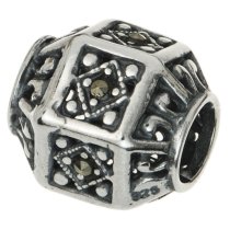 Sterling Silver Bali Flower Marcasite Bead for European Charm Bracelets