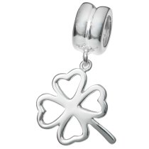 Sterling Silver Four Leaf Clover Dangle Bead for European Charm Bracelets