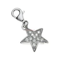 Sterling Silver Star Crystal Dangle Pendant for European Lobster Clip on Charm