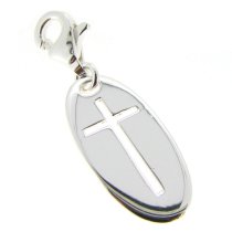 Sterling Silver Cross Dangle Pendant for European Lobster Clip on Charm