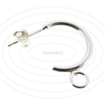 2x Sterling Silver Semi Hoop Stud Earring with Loop Post Ear Wire