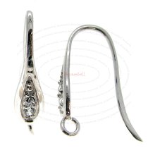 2x Rhodium Sterling Silver Teardrop CZ Crystal Earring Earwire French Hook