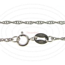 Rhodium Sterling Silver Rope Chain Necklace with Spring Ring Clasp 16″ .925