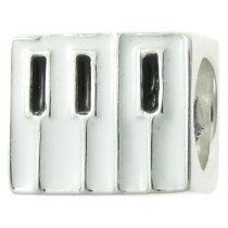 Sterling Silver Piano Keyboard Enamel Bead for European Charm Bracelets