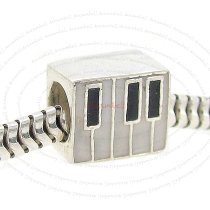 Sterling Silver Piano Keyboard Enamel Bead for European Charm Bracelets