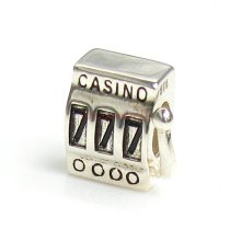 Sterling Silver Casino Slot Machine Lucky 777 Bead for European Charm Bracelets