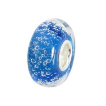 Sterling Silver Turquoise Blue Hawaii Ocean with Bubble Bubble Murano Glass Bead for European Charm Bracelets