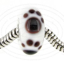 Sterling Silver Puppy Dog Paw Foot Print Murano Glass Bead for European Charm Bracelets