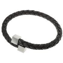 Stainless Steel Brown Bolo Leather Cord 6mm Flex Wristband Bracelet 7.5"