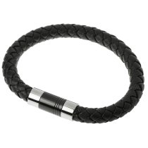 Stainless Steel Black Braided Bolo Korean PVC Leather Cord 8mm Magnetic Wristband Bracelet 8"