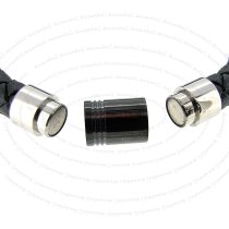 Stainless Steel Black Braided Bolo Korean PVC Leather Cord 8mm Magnetic Wristband Bracelet 8"
