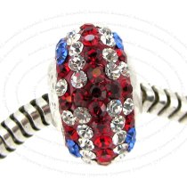 Sterling Silver Round Blue Red White Uk Flag Ferido Crystals for European Charm Bracelet Jewelry