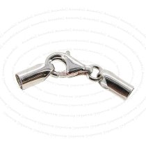 Rhodium on 925 Sterling Silver 3mm Leather Cord End Cap Lobster Clasp
