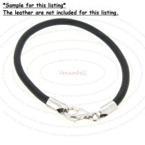 Rhodium on 925 Sterling Silver 3mm Leather Cord End Cap Lobster Clasp