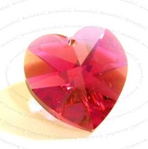 2x Swarovski Crystal Heart Charm pendant Padparadscha 14mm 6202 AB