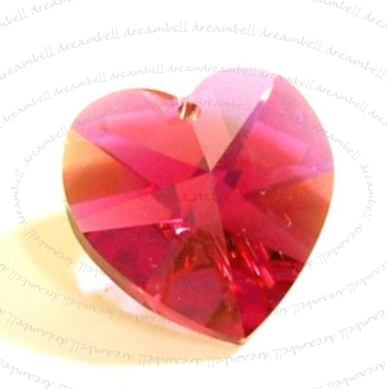 2x Swarovski Crystal Heart Charm pendant Padparadscha 14mm 6202 AB