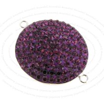 Sterling Silver Amythest Birthstone Round CZ Crystal Link Connector February