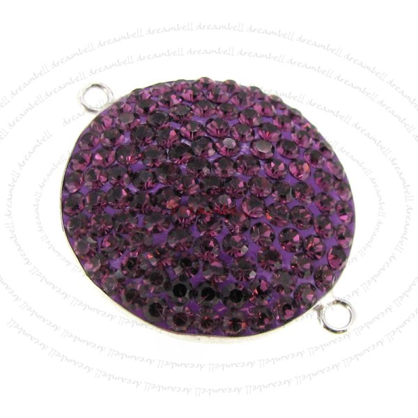 Sterling Silver Amythest Birthstone Round CZ Crystal Link Connector February