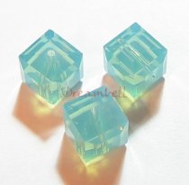 6x Swarovski Elements Crystal Cube Bead 5601 Pacific Opal 4mm