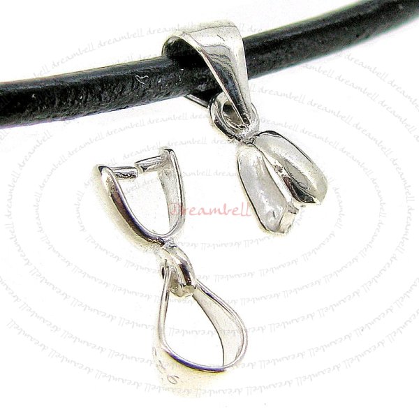 2x Sterling Silver Bail Pinch in Pendant Clasp Connector Slide Small