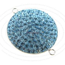 Sterling Silver Aquamarine Birthstone Round CZ Crystal Link Connector December