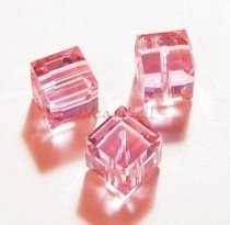 6x Swarovski Elements Crystal 5601 Cube Bead Light Rose Pink 4mm