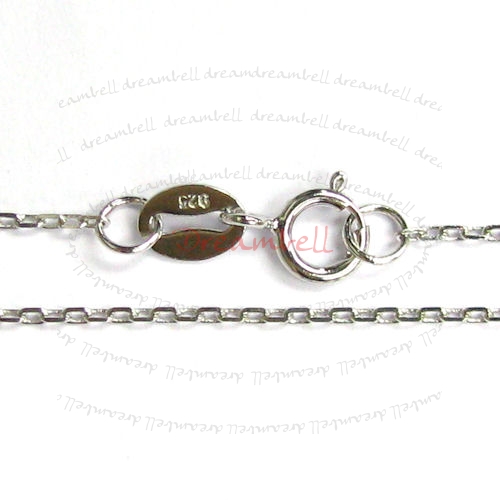 1x Rhodium plated Sterling Silver oval ring ROLO Link Cable Chain Necklace 18"