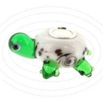 Sterling Silver Turtle White Glass Bead for European Charm Bracelets