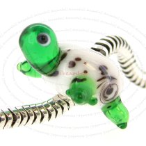 Sterling Silver Turtle White Glass Bead for European Charm Bracelets